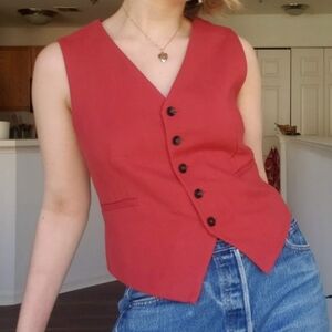 Red Buttoned Vest Top